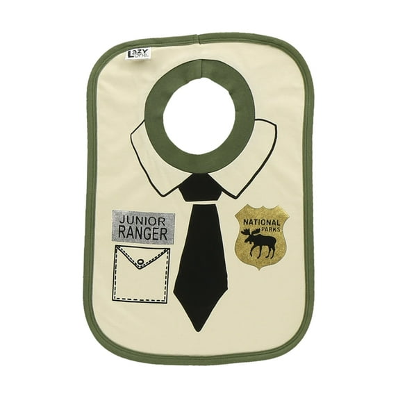 LazyOne Animal-Print Baby Bibs, Cute Baby Shower Gifts, One Size, Forest Ranger, Moose (Junior Ranger, ONE SIZE)