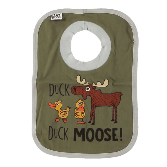 LazyOne Animal-Print Baby Bibs, Cute Baby Shower Gifts, One Size, Green (Duck Duck Moose, ONE SIZE)