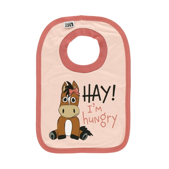 LazyOne Animal-Print Baby Bibs, Cute Baby Shower Gifts, Pink (Hay I'm Hungry, One Size)