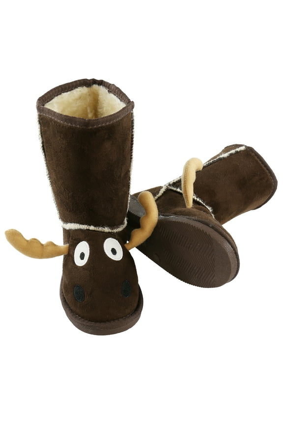 LazyOne Animal Slipper Boots for Kids, Unisex Cozy Children's Slippers (Moose, Medium)
