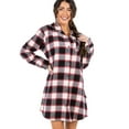 thumbnail image 1 of LazyOne Button-up Sleepshirt, Nightshirts for Women, Black Plaid, L/XL, 1 of 6