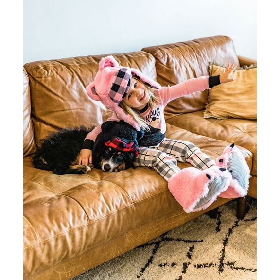 LazyOne Critter Cap Hat for Kids, Unisex Winter Hats, Pink Bear