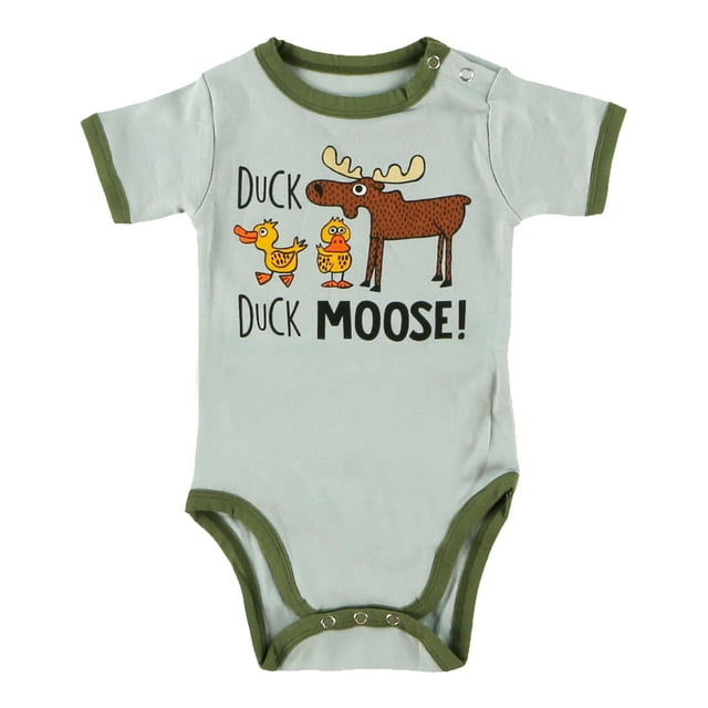 LazyOne Cute Unisex Baby Bodysuit, Cute Animal Designs, 6-18 Months, Duck Duck Moose Grey, Wilderness (18 Month)