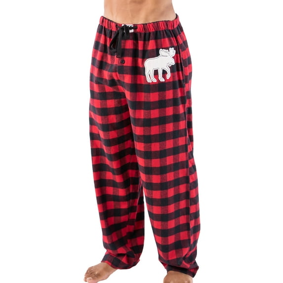 LazyOne Flannel Pajama Pants for Men, Male Pajamas, Moose Plaid, X-large