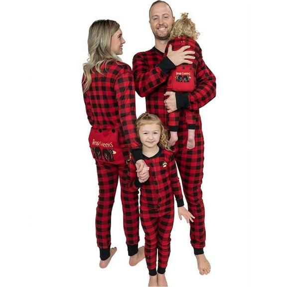 LazyOne Flapjacks, Matching Pajamas for the Dog, Baby & Kids, Teens, and Adults (Plaid Bear Cheeks, MEDIUM)