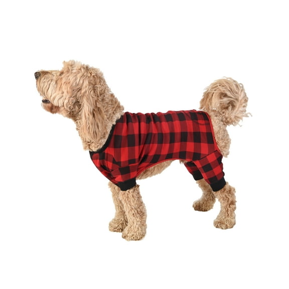 LazyOne Flapjacks, One-Piece Dog Sweater, Matching Family Pajamas for Dogs, Plaid (Large)