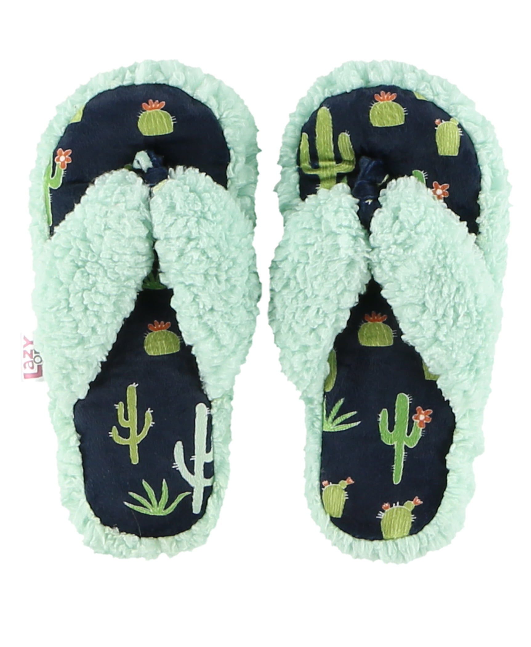 LazyOne Flip Flop Spa Slippers for Women Female Fuzzy House Slippers Cactus