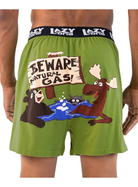 LazyOne Funny Animal Boxers, Beware of Natural Gas, Humorous Underwear, Gag Gifts for Men, Medium