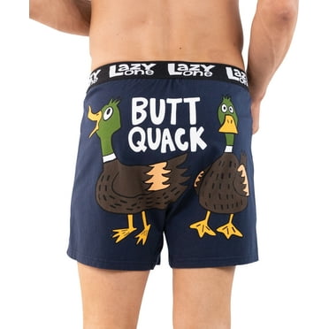 LazyOne Funny Animal Boxers, Novelty Boxer Shorts, Humorous Underwear, Gag Gifts for Men, Duck, Farm (Butt Quack, Large)