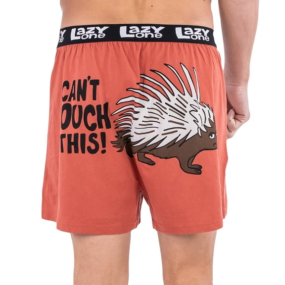 LazyOne Funny Animal Boxers, Novelty Boxer Shorts, Humorous Underwear, Gag Gifts for Men, Porcupine, Sharp (Can't Touch This, Medium)
