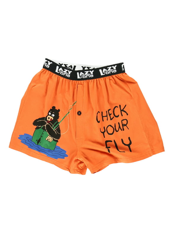 LazyOne Funny Animal Boxers, Fly Fishing, Humorous Underwear, Gag Gifts for Men (Xlarge)