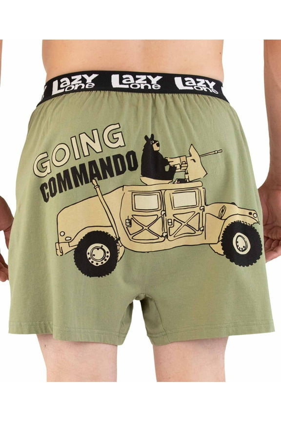 LazyOne Funny Animal Boxers, Going Commando Green, Humorous Underwear, Gag Gifts for Men (Xlarge)