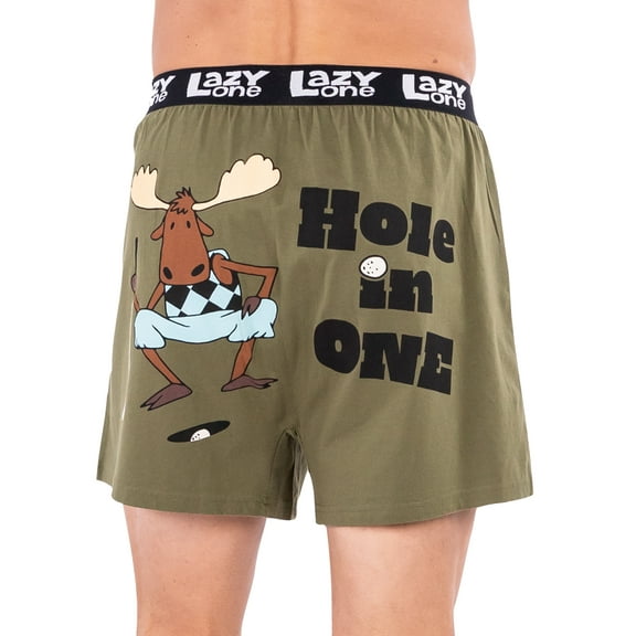 LazyOne Funny Animal Boxers, Novelty Boxer Shorts, Humorous Underwear, Gag Gifts for Men, Golf, Putting (Hole In One, X-LARGE)