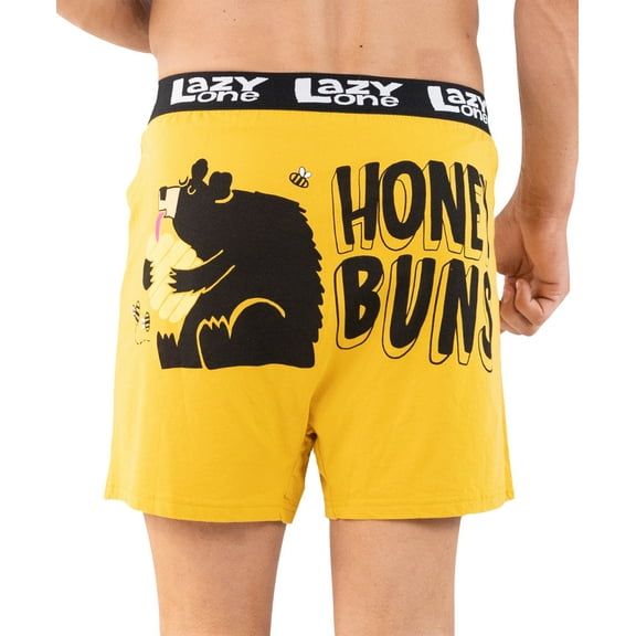 LazyOne Funny Animal Boxers, Novelty Boxer Shorts, Humorous Underwear, Gag Gifts for Men (Honey Buns, Large)