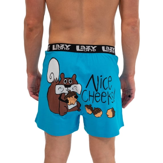 LazyOne Funny Animal Boxers, Novelty Boxer Shorts, Humorous Underwear, Gag Gifts for Men, Nature, Squirrel, Bum, Nuts (Nice Cheeks, Large)