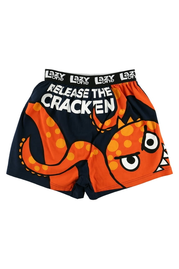 LazyOne Funny Animal Boxers, Novelty Boxer Shorts, Humorous Kids' Underwear, Gag Gifts for Boys, Sea Monster, Octopus, Fart, Smelly (Release The Cracken, Small)