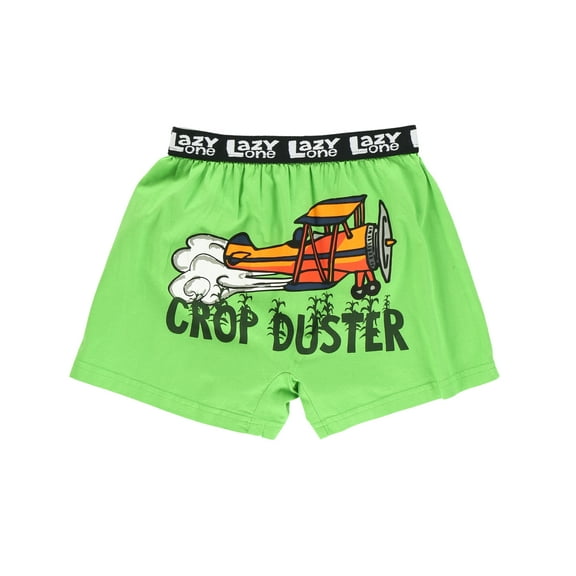 LazyOne Funny Animal Boxers, Novelty Boxer Shorts, Humorous Kids' Underwear, Gag Gifts for Boys, Airplane, Farm (Crop Duster Kid Boxer, Large)
