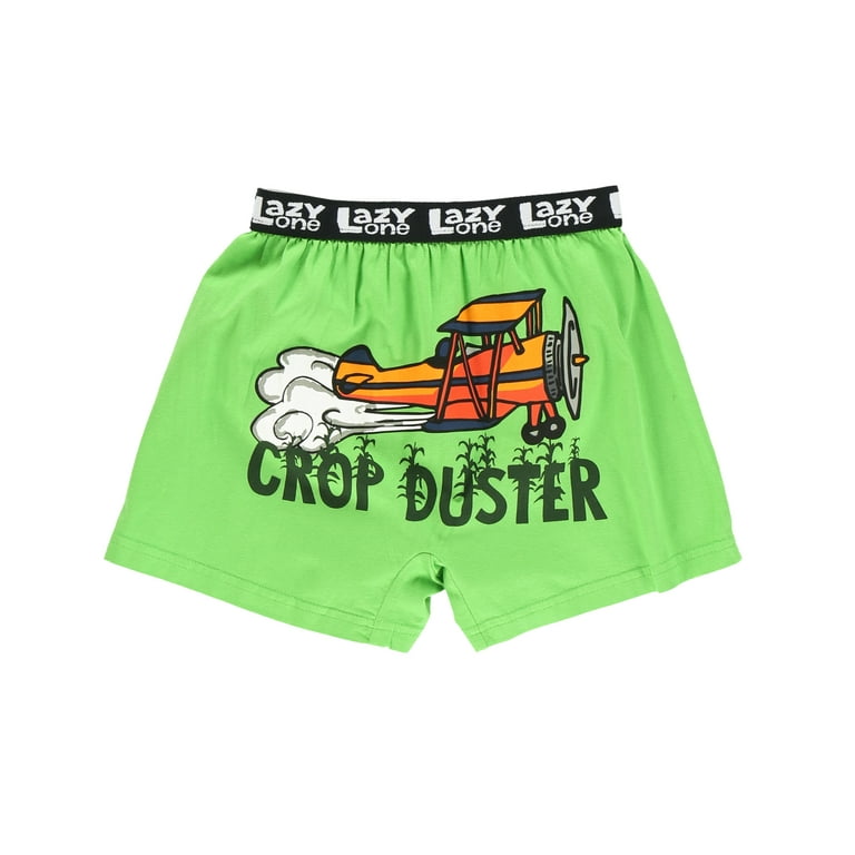 LazyOne Funny Animal Boxers, Novelty Boxer Shorts, Humorous Kids'  Underwear, Gag Gifts for Boys, Airplane, Farm (Crop Duster Kid Boxer, Large)