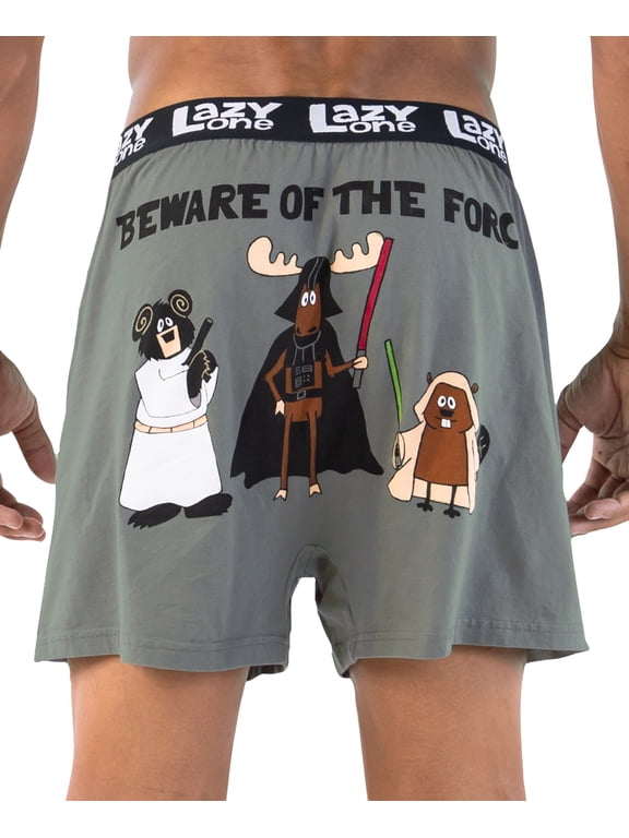 LazyOne Funny Animal Boxers, Novelty Boxer Shorts, Humorous Underwear, Gag Gifts for Men (Beware of the Force, X-large)