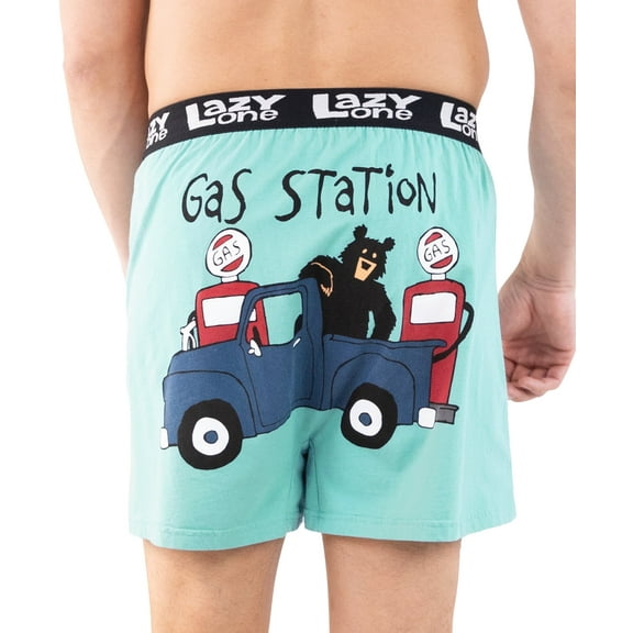 LazyOne Funny Animal Boxers, Novelty Boxer Shorts, Humorous Underwear, Gag Gifts for Men (Gas Station, X-LARGE)