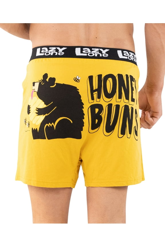 LazyOne Funny Animal Boxers, Novelty Boxer Shorts, Humorous Underwear, Gag Gifts for Men (Honey Buns, XX-Large)
