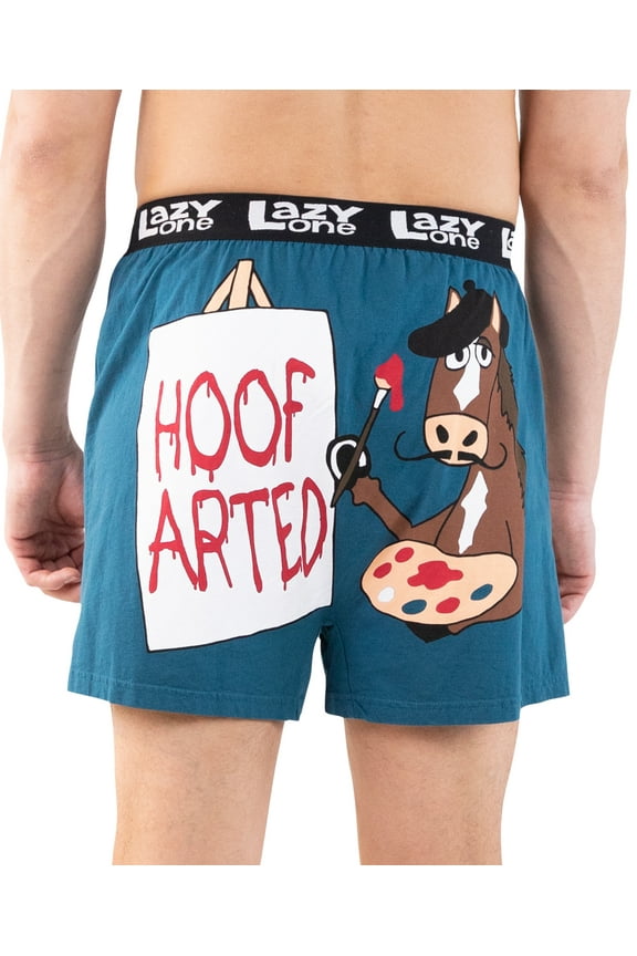 LazyOne Funny Animal Boxers, Novelty Boxer Shorts, Humorous Underwear, Gag Gifts for Men, Horse, Painting (Hoof Arted?, Medium)