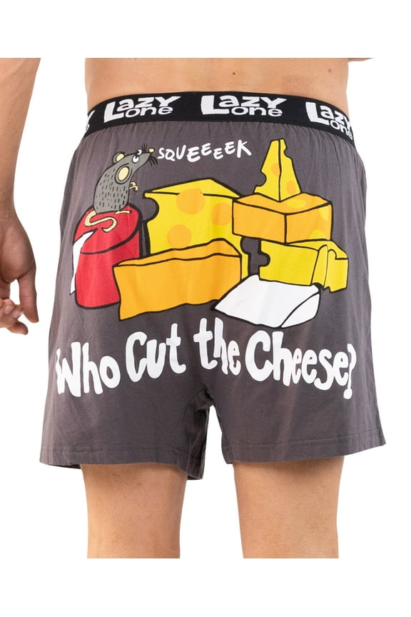 LazyOne Funny Animal Boxers, Novelty Boxer Shorts, Humorous Underwear, Gag Gifts for Men, Mouse, Fart, Smelly (Who Cut the Cheese, Small)