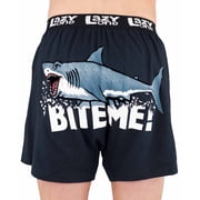 LazyOne Funny Animal Boxers, Novelty Boxer Shorts, Humorous Underwear, Gag Gifts for Men, Ocean, Shark (Bite Me!, LARGE)