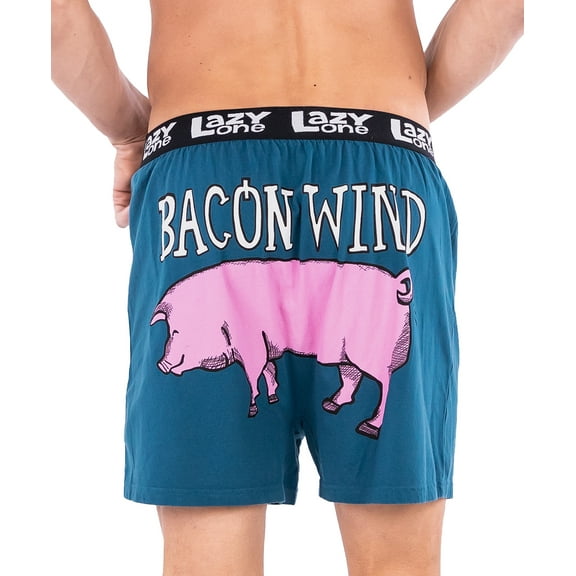 LazyOne Funny Animal Boxers, Novelty Boxer Shorts, Humorous Underwear, Gag Gifts for Men, Pig, Bacon (Bed Hog, Small)