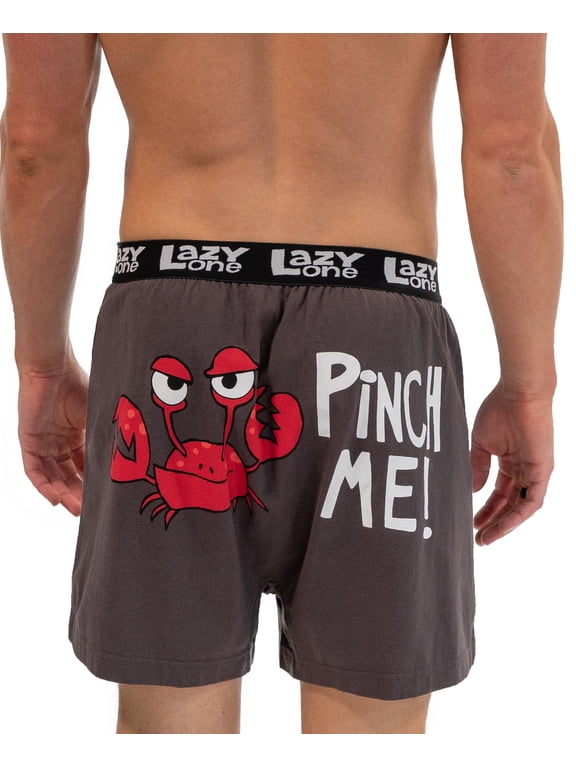 LazyOne Funny Animal Boxers, Novelty Boxer Shorts, Humorous Underwear, Gag Gifts for Men, Sea, Ocean (Pinch Me! Crab, X-large)