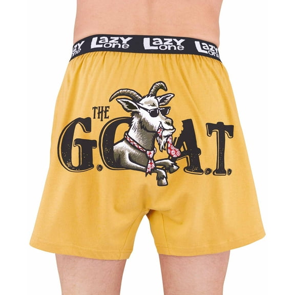 LazyOne Funny Animal Boxers, Novelty Boxer Shorts, Humorous Underwear, Gag Gifts for Men (The G.O.A.T., Large)