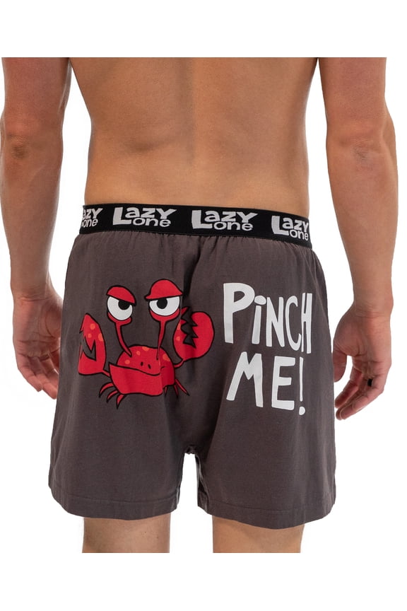 LazyOne Funny Animal Boxers, Novelty Boxer Shorts, Humorous Underwear, Gag Gifts for Men, Sea, Ocean (Pinch Me! Crab, Xx-large)