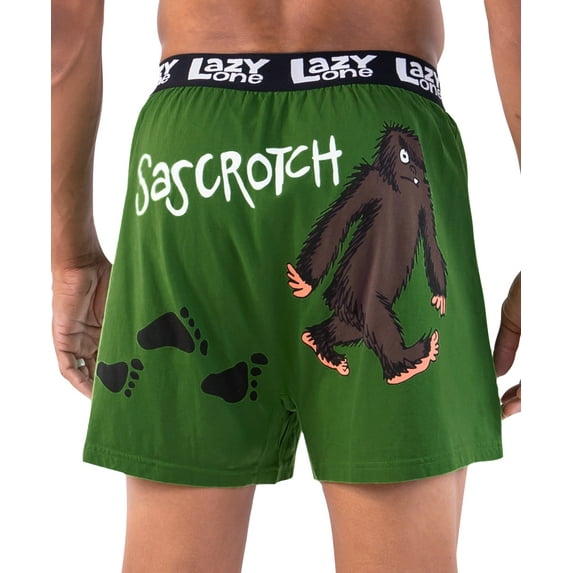 LazyOne Funny Animal Boxers, Novelty Boxer Shorts, Humorous Underwear, Gag Gifts for Men, Sasquatch (I Believe Bigfoot, X-large)
