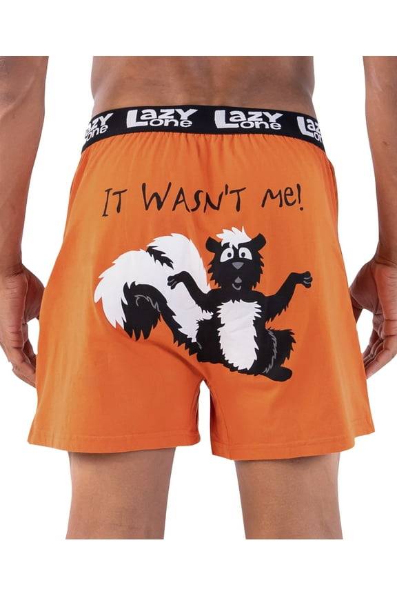 LazyOne Funny Animal Boxers, Novelty Boxer Shorts, Humorous Underwear, Gag Gifts for Men, Skunk, Smelly (It Wasn't Me, Small)