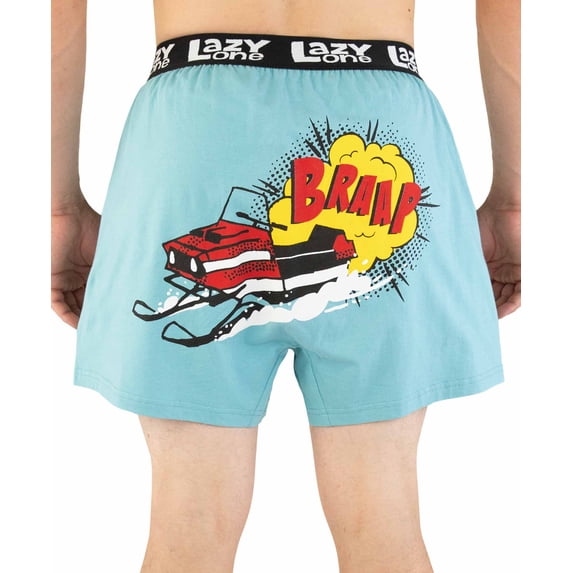 LazyOne Funny Boxers, Snowmobile Boxer, Humorous Underwear, Gag Gifts for Men (Small)