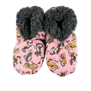 LazyOne Fuzzy Feet Slippers for Women, Cute Fleece-Lined House Slippers, Cat Nap, Non-Skid
