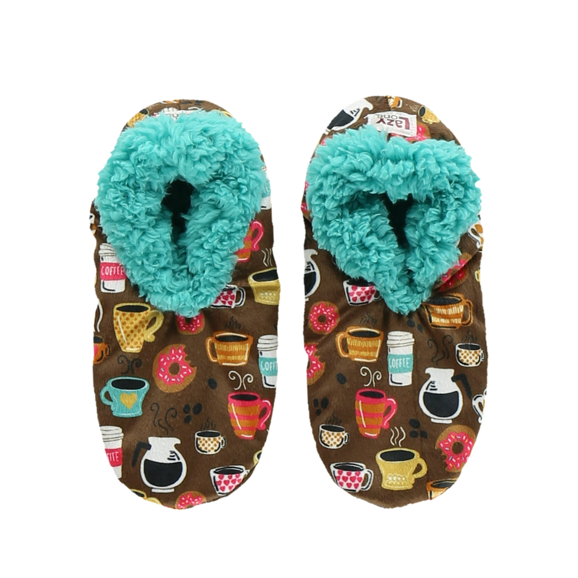 LazyOne Feet Slippers for Women, Cute Fleece-Lined House Slippers, Latte Sleep, Donut, Non-Skid -