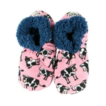 LazyOne Fuzzy Feet Slippers for Women, Cute Fleece-Lined House Slippers, Cow, Moody, Non-Skid