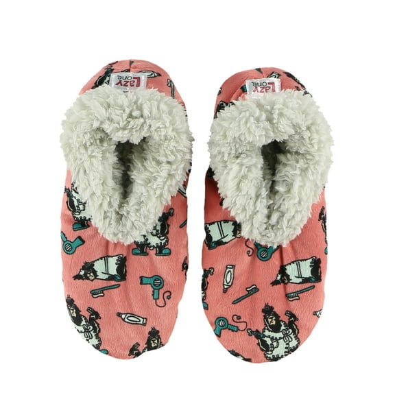 LazyOne Fuzzy Feet Slippers for Women, Cute Fleece-Lined House Slippers, Cute Animal Designs (Bear in AM, S/M)