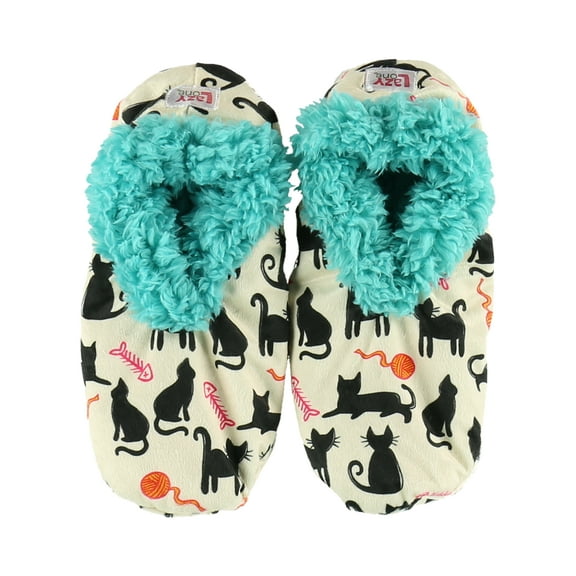 LazyOne Fuzzy Feet Slippers for Women, Cute Fleece-Lined House Slippers, Cute Animal Designs (Cat Nap, S/M)