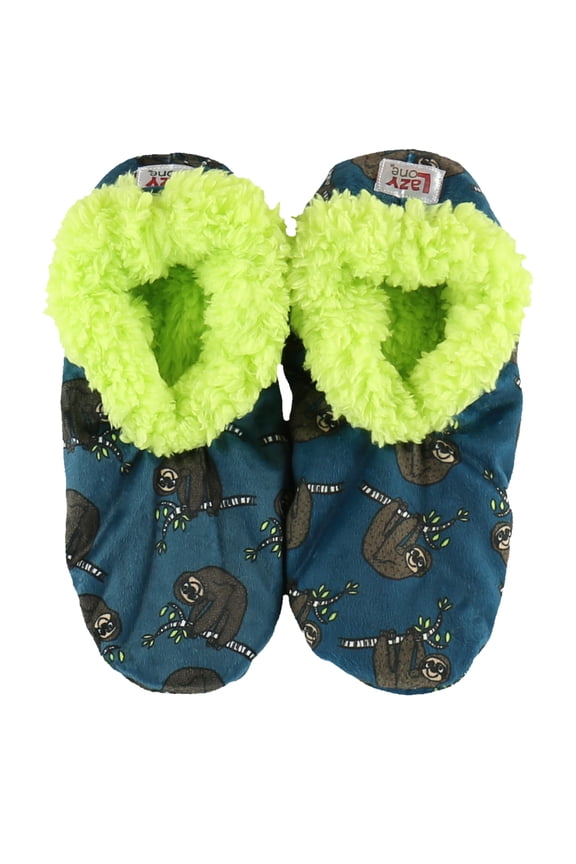 Women’s Fuzzy Slipper Socks with Grippers – Soft Microfiber Outer, Cozy Fleece Lined Indoor House Socks (Sloth, L/xl)
