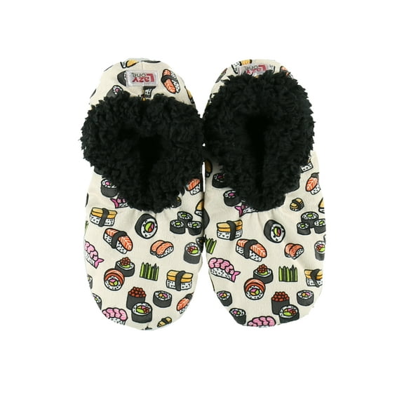 Women’s Fuzzy Slipper Socks with Grippers – Soft Microfiber Outer, Cozy Fleece Lined Indoor House Socks (Sushi, S/m)