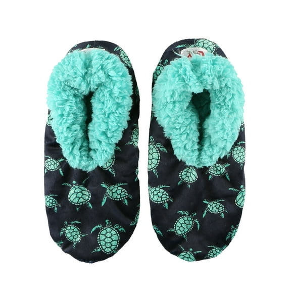 LazyOne Fuzzy Feet Slippers for Women, Cute Fleece-Lined House Slippers, Cute Animal Designs (Turtles, S/M)