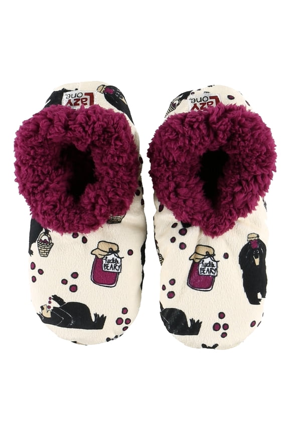 Women’s Fuzzy Slipper Socks with Grippers – Soft Microfiber Outer, Cozy Fleece Lined Indoor House Socks (Huckleberry, S/m)