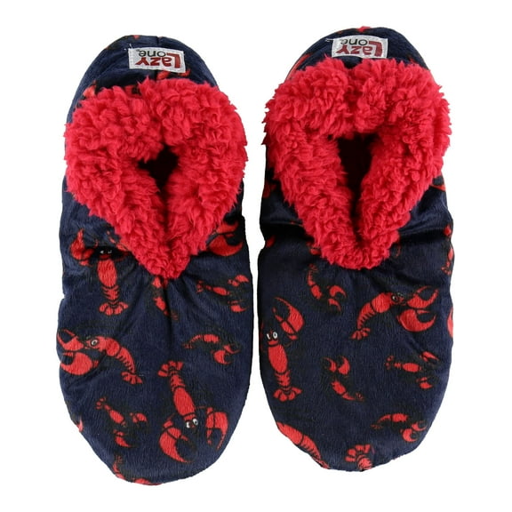Women’s Fuzzy Slipper Socks with Grippers – Soft Microfiber Outer, Cozy Fleece Lined Indoor House Socks (Lobster, S/m)