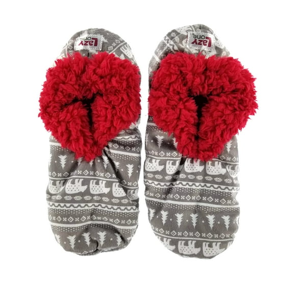 Women’s Fuzzy Slipper Socks with Grippers – Soft Microfiber Outer, Cozy Fleece Lined Indoor House Socks (Nordic Bear, S/m)