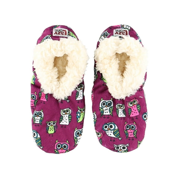 LazyOne Fuzzy Feet Slippers for Women, Cute Fleece-Lined House Slippers, Owl, Non-Skid
