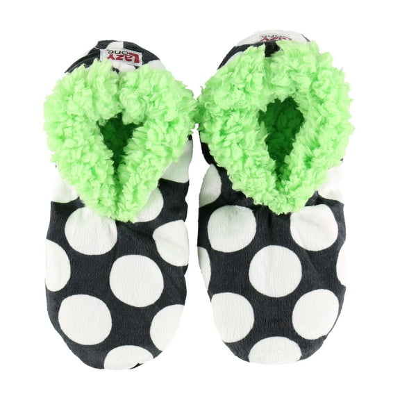 Women’s Fuzzy Slipper Socks with Grippers – Soft Microfiber Outer, Cozy Fleece Lined Indoor House Socks (Polka Dots, S/m)