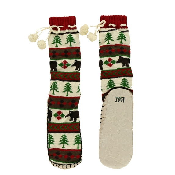 LazyOne Knitted Slipper Socks for Women, Cute Women's Clothing (Bear Essentials, S/M)