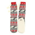 thumbnail image 1 of LazyOne Knitted Slipper Socks for Women, Cute Women's Clothing (Moose Fair Isle, L/XL), 1 of 7
